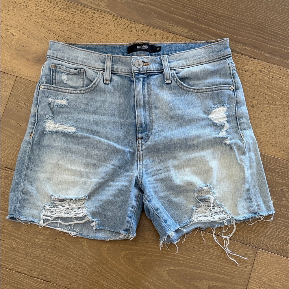 Hudson “Devon” Jeans Light Blue Distressed High-Waist Women's Shorts
